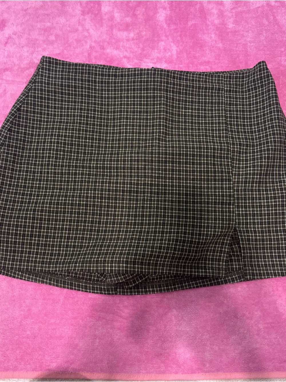 Windsor brown Plaid Mini Skirt with White Windowpane